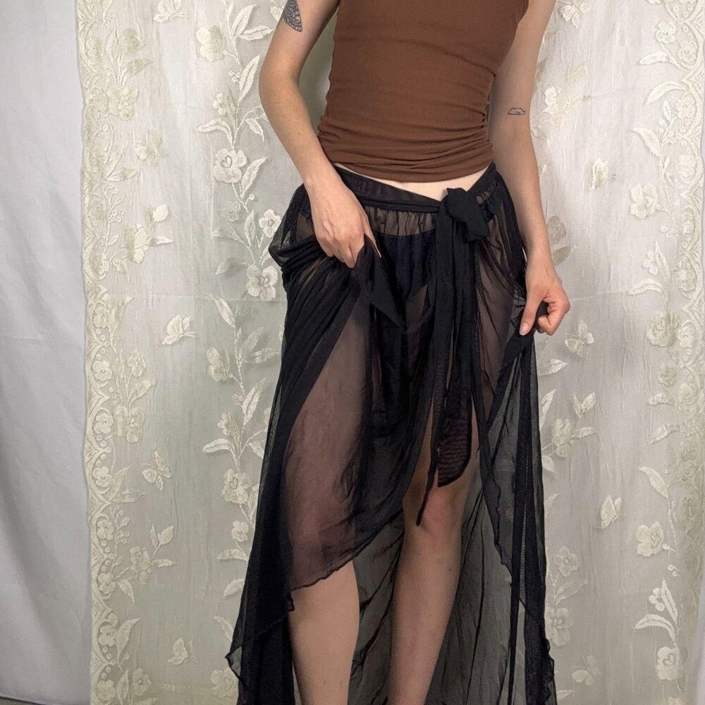 Fashion Nova Sheer Maxi Wrap Skirt